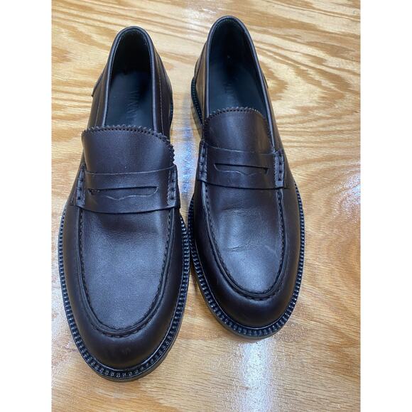 Vinny's Townee Penny Brown Leather Loafers Womens Round Moc Toe Size 42 (L1) - Picture 2 of 8